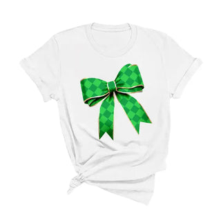 Green Diamond Bow T Shirt Coquette Lucky Graphic Boutique Tee #HPTS-GRNBOW - White / Large - T-Shirt (Graphic) - Women’s