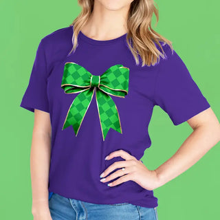 Green Diamond Bow T Shirt Coquette Lucky Graphic Boutique Tee #HPTS-GRNBOW - T-Shirt (Graphic) - Women’s