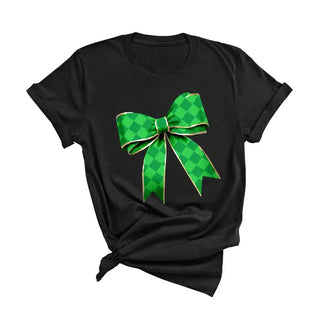 Green Diamond Bow T Shirt Coquette Lucky Graphic Boutique Tee #HPTS-GRNBOW - Black / Large - T-Shirt (Graphic) - Women’s