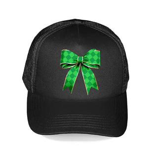 Green Diamond Bow Trucker Hat Embroidered Mesh Cap for Women #L197-SMGRNBOW - Black - Trucker Hat - Women’s