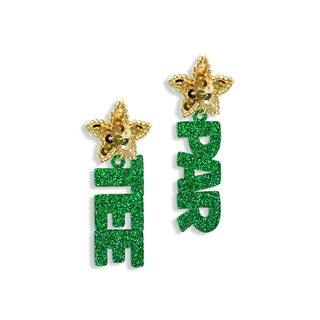 Green Glitter Par Tee Golf Earrings #ACE-896STR-PAR-GRNGLT - Dangle Earrings