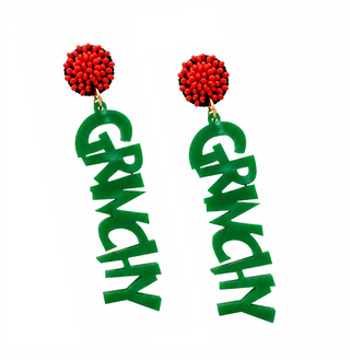 Green Grinchy Christmas Statement Earrings Holiday Jewelry #ACE-213RD-GRINCH-GRN - Dangle Earrings