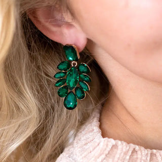 Green Showstopper Earrings #VLJE7795-GRN - Dangle Earrings