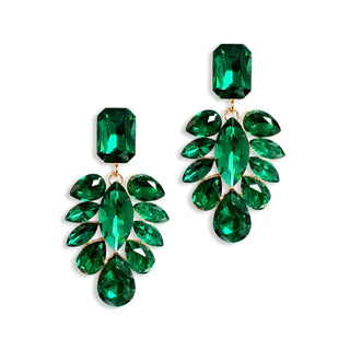 Green Showstopper Earrings #VLJE7795-GRN - Dangle Earrings