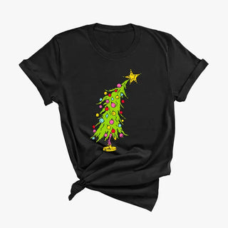 Grinchy Tree T Shirt Funny Christmas Tree Holiday Graphic Tee #HPTS-GTREE - Black / Large - T-Shirt (Graphic) - Women’s