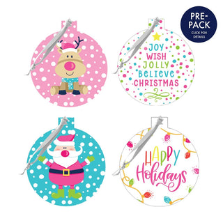 Happy Holidays Ornament 4 pc Set Pre-Pack #SO-RD4-HH - Ornament Set