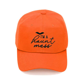Haunt Mess Embroidered Halloween Hat Funny Fall Baseball Cap Women #M190VL-ORG-HAUNT23 - Baseball Cap - Women’s