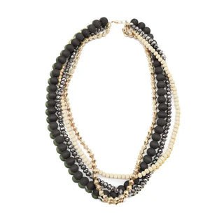 Hazel Necklace #VLJN0152 - Black - Beaded/Pearl Necklace