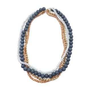 Hazel Necklace #VLJN0152 - Navy - Beaded/Pearl Necklace
