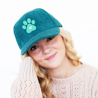 Heart Paw Corduroy Hat Embroidered Dog Lover Cap for Women #M193VL-PAWH - Baseball Cap - Women’s