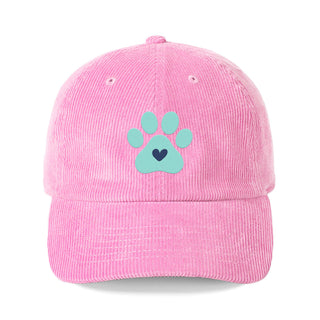 Heart Paw Corduroy Hat Embroidered Dog Lover Cap for Women #M193VL-PAWH - Baseball Cap - Women’s
