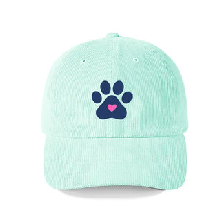 Heart Paw Corduroy Hat Embroidered Dog Lover Cap for Women #M193VL-PAWH - Mint - Baseball Cap - Women’s