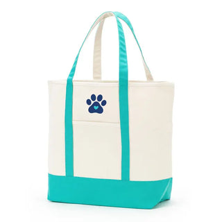 Heart Paw Everyday Tote Coastal Beach Canvas Bag Dog Lover Carryall #M733VL-MINT-PAWH - Mint - Tote Bag - Women’s