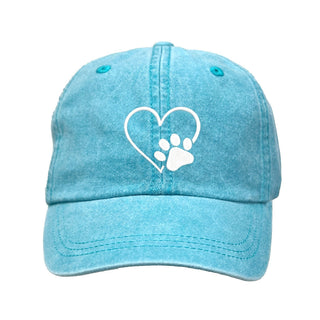 Heart Paw Hat Embroidered Animal Lover Cap for Women #M190VL-HRTPAW - Aqua - Baseball Cap - Women’s