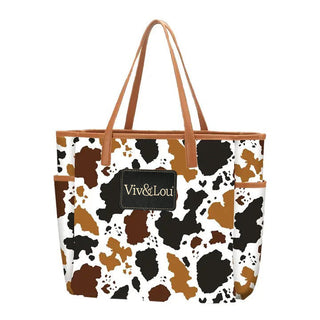Herd That Cow Hayden Tote Western Cow Print Canvas Travel Bag #M965-COW-VLXK - Tote Bag - Women’s