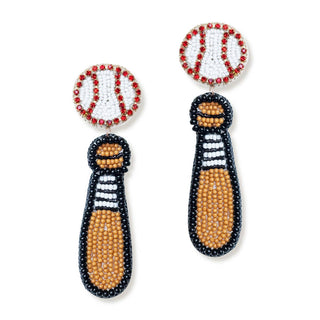 Hey Batter Batter Baseball Earrings #VLJE8954-BASEBALL - Dangle Earrings