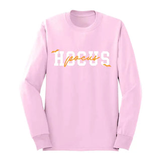 Hocus Pocus Long Sleeve Shirt Spooky Halloween Graphic Tee #HPLS-HP23 - Light Pink / Small - T-Shirt (Graphic) - Women’s