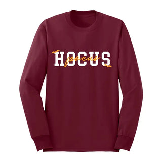 Hocus Pocus Long Sleeve Shirt Spooky Halloween Graphic Tee #HPLS-HP23 - Garnet / Small - T-Shirt (Graphic) - Women’s