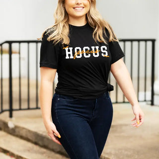 Hocus Pocus T Shirt Halloween Witch Spooky Season Graphic Tee #HPTS-HP23 - T-Shirt (Graphic) - Women’s