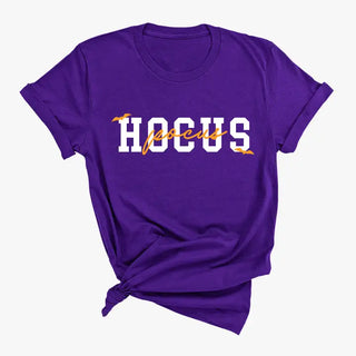 Hocus Pocus T Shirt Halloween Witch Spooky Season Graphic Tee #HPTS-HP23 - Purple / Small - T-Shirt (Graphic) - Women’s