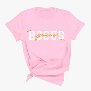 Hocus Pocus T Shirt Halloween Witch Spooky Season Graphic Tee #HPTS-HP23 - Light Pink / Small - T-Shirt (Graphic)