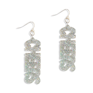 Holographic Glitter Cheers Earrings #ACE-300SV-CHEER-HOLGL - Dangle Earrings
