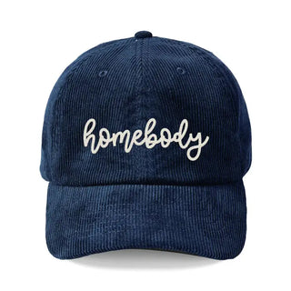 Homebody Corduroy Hat Cozy Embroidered Baseball Cap Unisex #M193VL-CORD-HOME - Navy - Baseball Cap - Unisex