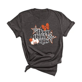 Hoop There It Is Basketball T Shirt Funny Game Day Sports Tee #HPTS-HOOP - Dark Grey / L - Screen Printed T-Shirt