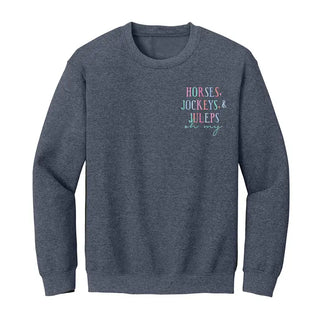 Horses Jockeys Juleps Sweatshirt Derby Day Cozy Pullover #HPSW-HNAVY-HTOHMY - Heather Navy / Small - Graphic Sweatshirt