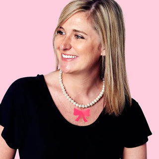 Hot Pink Bow Necklace #ACN-PRL-BOW-HTPK - Pendant/Charm Necklace