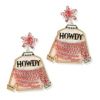 Hot Pink Diamonds & Denim Earrings #VLJE2639-HTPK - Dangle Earrings