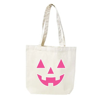 Hot Pink Jack-O-Lantern Large Canvas Tote #HPT2518-HTPKJACK - Tote Bag - Women’s