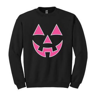 Hot Pink Jack O Lantern Sweatshirt Cute Halloween Cozy Pullover #HPSW-HTPKJACK - Black / Small - Graphic Sweatshirt