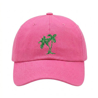 Hot Pink Palm with Green Palm Trees Cap for Everyday Fun #M190VL-PALMSGN-PINK - Baseball Cap - Women’s