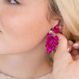 Hot Pink Showstopper Earrings #VLJE7795-HTPK - Dangle Earrings