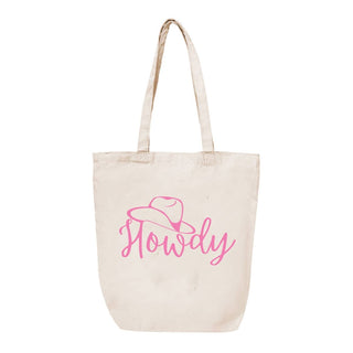 Howdy Large Canvas Tote Western Cowgirl Shopping Travel Everyday Bag Gift #HPT2518-HOWDY - Tote Bag - Women’s