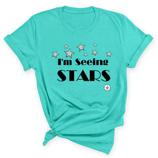 I’m Seeing Stars Starfish Beach Shirt Coastal Ocean Graphic Tee #HPTS43-STARS-W - Small / Mint - Screen Printed T-Shirt