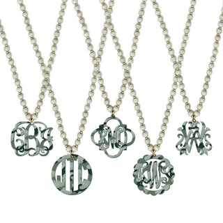 Sage Grey Jennifer Necklace with Camo Monogram 