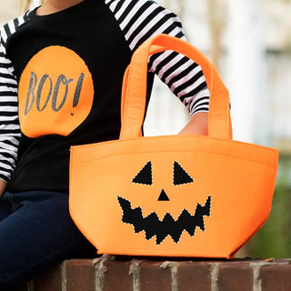 Jack-o-Lantern Orange Felt Treat Bucket #M959-ORG-JACK24 - Tote Bag - Women’s