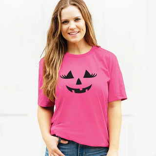 Jackie O Lantern T Shirt Cute Halloween Pumpkin Graphic Fall Tee #HPTS-JACKIE - Screen Printed T-Shirt - Women’s