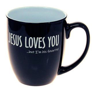 Jesus Loves You Large Black 16oz Coffee Mug #LMG6K-JESUS-LOVES