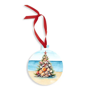 Jingle Shells Coastal Christmas Ornament Beach Holiday Decor # - 3 pc Set #SO-RD3-BCHSHELL - Ornament
