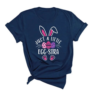 Just a Little Egg Stra T Shirt Funny Easter Spring Graphic Tee #HPTS-EGGSTRA24 - Navy / Large - T-Shirt (Graphic)