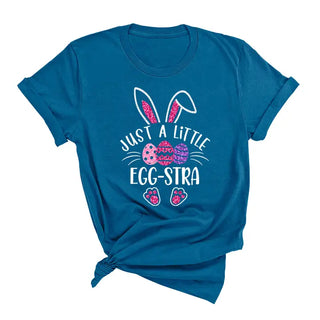 Just a Little Egg Stra T Shirt Funny Easter Spring Graphic Tee #HPTS-EGGSTRA24 - Deep Teal / Large - T-Shirt (Graphic)