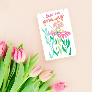 Keep Growing Keepsake Necklace Card #VLJC-1359SV-FLOW - Pendant/Charm Necklace