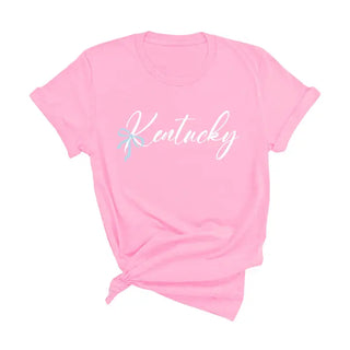 Kentucky Bow T Shirt Blue State Pride Game Day Graphic Tee #HPTS-BOWKY - Light Pink / Large - T-Shirt (Graphic)