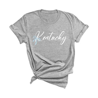 Kentucky Bow T Shirt Blue State Pride Game Day Graphic Tee #HPTS-BOWKY - Light Grey / Large - T-Shirt (Graphic)