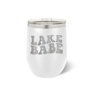 Lake Babe Tumbler White 12oz Insulated Cup Lake Lover Boating Gift #TWB12-LAKEB-WHT - Insulated Mug/Tumbler
