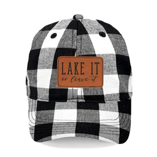 Lake It or Leave It Hat Funny Lake Buffalo Check Baseball Cap #L190-CHECK-P102-LEAVE - Black Buffalo Check - Baseball