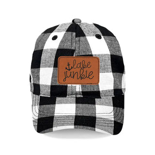 Lake Junkie Buffalo Check Hat Embroidered Baseball Cap Unisex #L190-CHECK-P102-LAKEJUNKIE - Black Buffalo Check